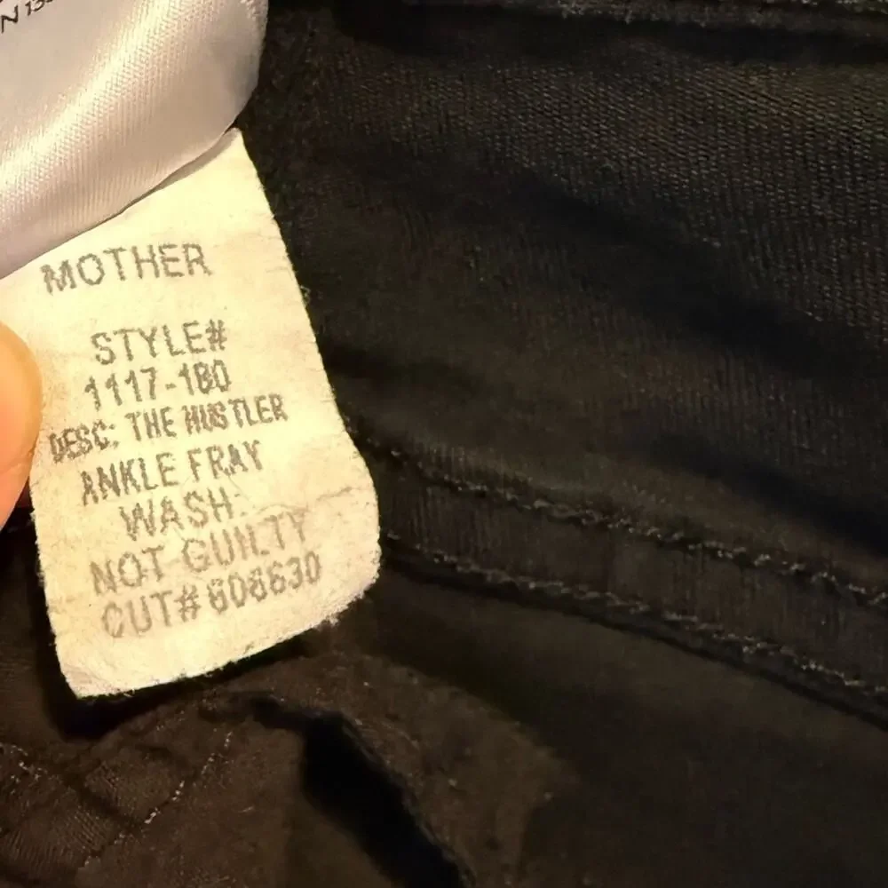 Mother‎ The Hustler Ankle Fray Black Wash Stretch Jeans Raw Hem Womens 24 Edgy